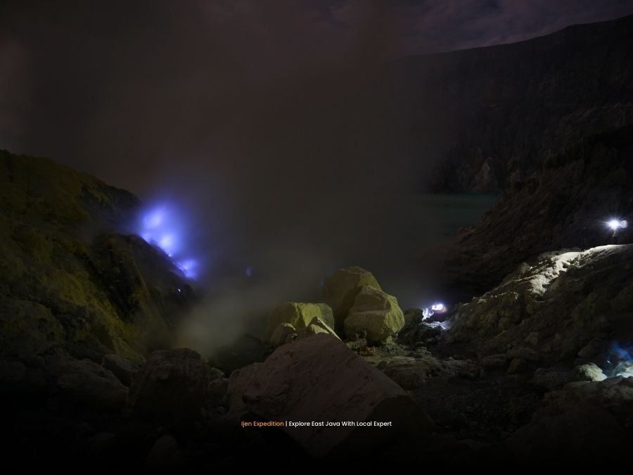 Rare Blue Fire phenomenon at Ijen Volcano Indonesia