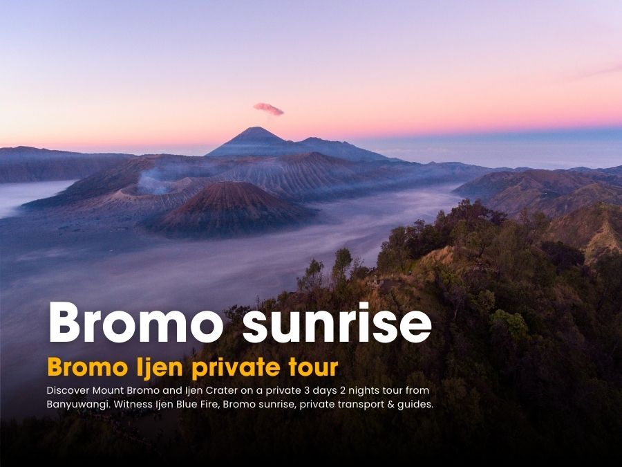 Mount Bromo sunrise with Mount Semeru and Batok