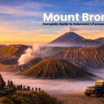 Mount Bromo sunrise view with Mount Batok and Mount Semeru in the Tengger caldera, East Java Indonesia