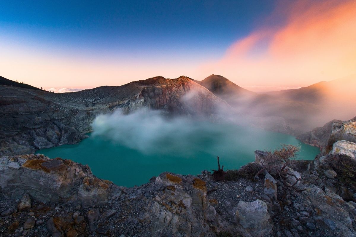 panoramic view of Mount Ijen crater landscape