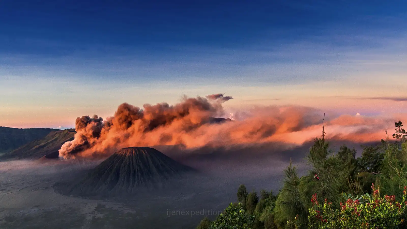 High-quality trekking gear and footwear used for exploring the volcanic rim of Mount Bromo